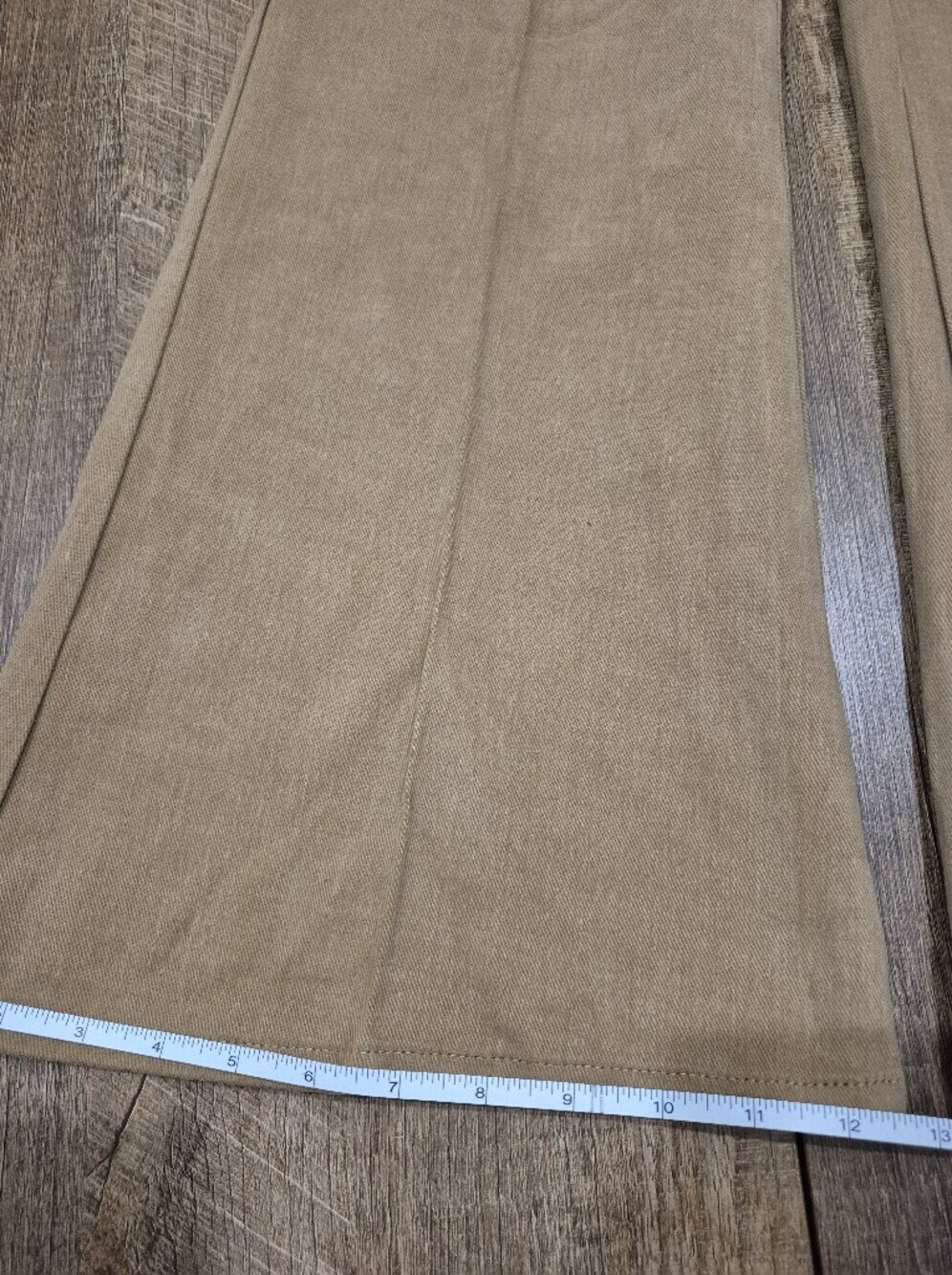 Vintage Late 60s Early 70s Bell Bottom Pants Girls Size 12 Tan Brushed Denim - Picture 9 of 12